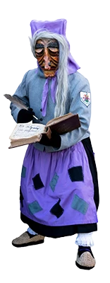 Laue Briggle Hexe mit Kontaktbuch